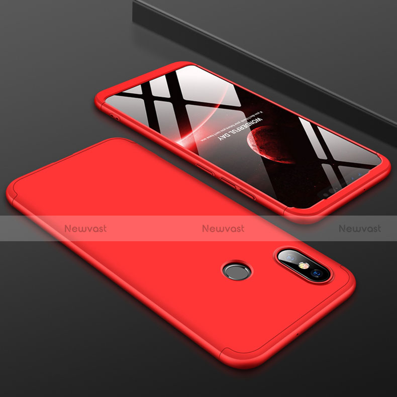 Hard Rigid Plastic Matte Finish Front and Back Cover Case 360 Degrees for Xiaomi Mi 8 Red