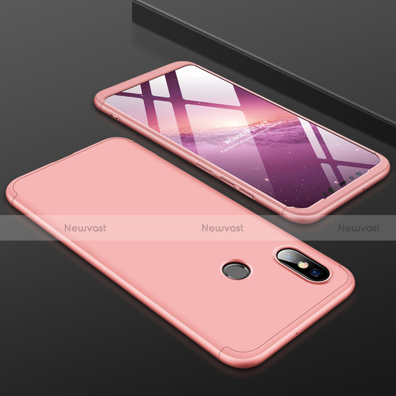 Hard Rigid Plastic Matte Finish Front and Back Cover Case 360 Degrees for Xiaomi Mi 8 Rose Gold