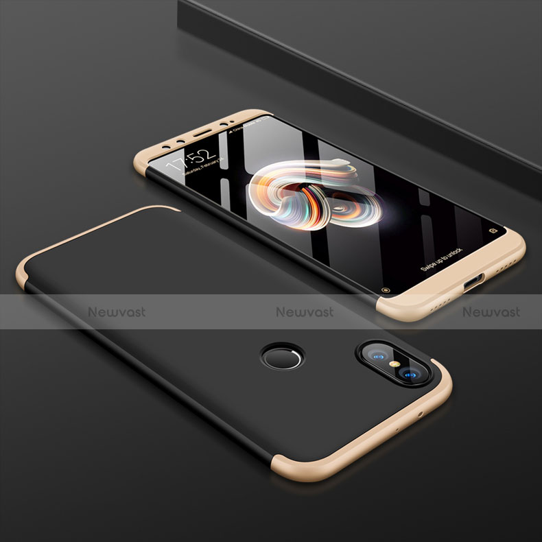 Hard Rigid Plastic Matte Finish Front and Back Cover Case 360 Degrees for Xiaomi Mi A2 Gold and Black