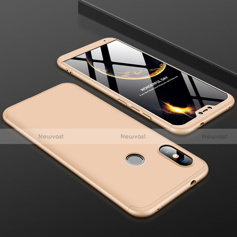 Hard Rigid Plastic Matte Finish Front and Back Cover Case 360 Degrees for Xiaomi Mi A2 Lite Gold