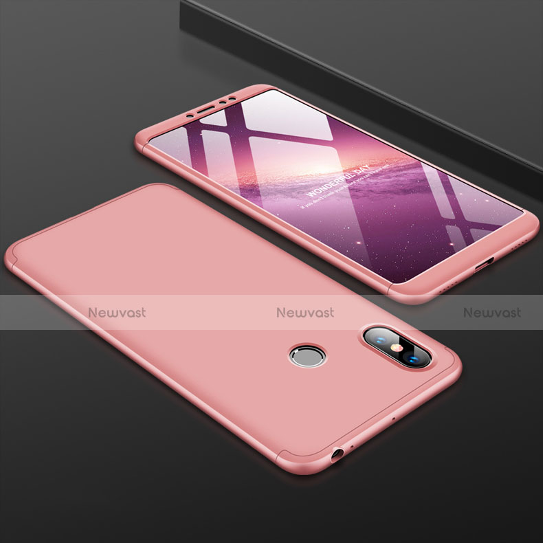 Hard Rigid Plastic Matte Finish Front and Back Cover Case 360 Degrees for Xiaomi Mi Max 3 Rose Gold