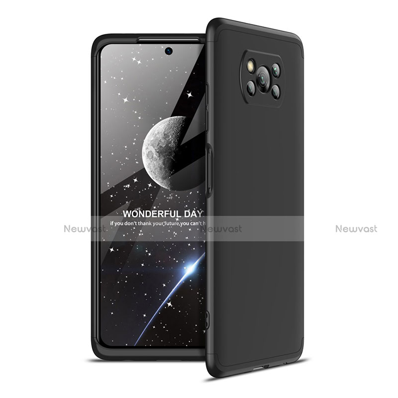 Hard Rigid Plastic Matte Finish Front and Back Cover Case 360 Degrees for Xiaomi Poco X3 Black