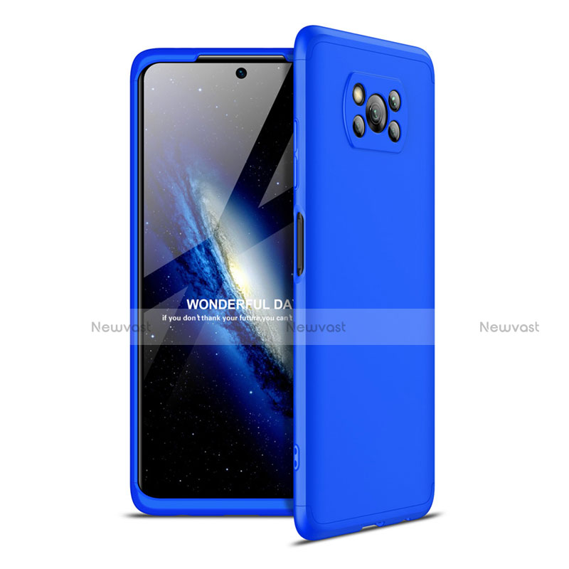 Hard Rigid Plastic Matte Finish Front and Back Cover Case 360 Degrees for Xiaomi Poco X3 Blue