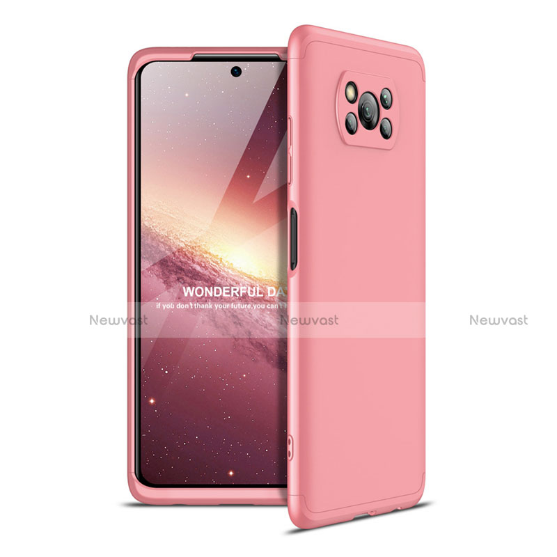 Hard Rigid Plastic Matte Finish Front and Back Cover Case 360 Degrees for Xiaomi Poco X3 Pro Rose Gold