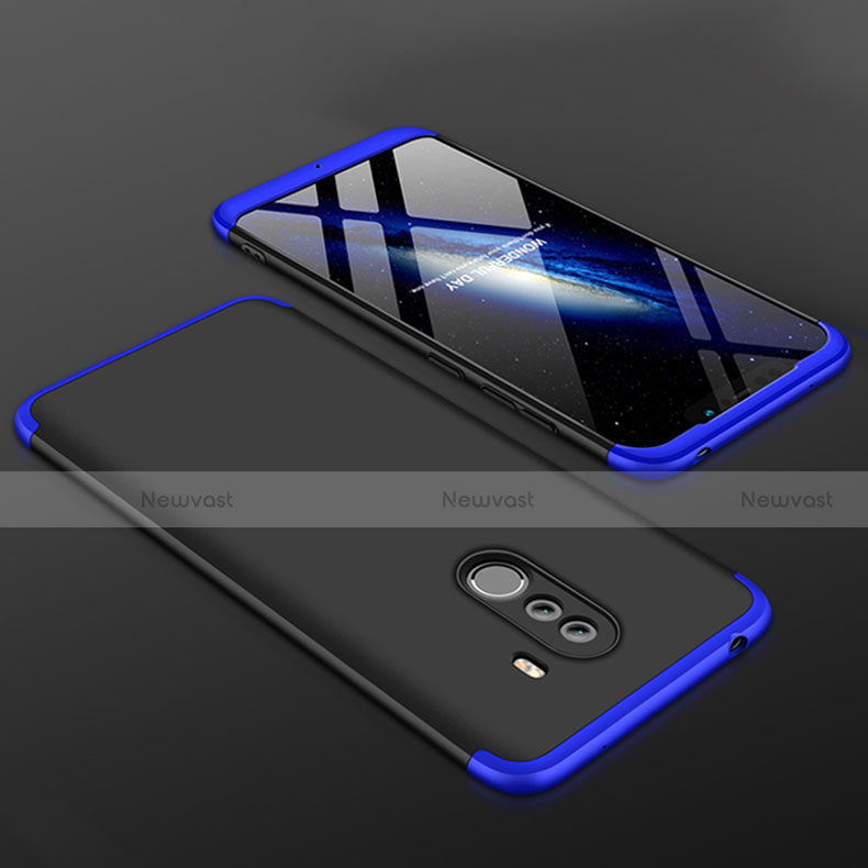 Hard Rigid Plastic Matte Finish Front and Back Cover Case 360 Degrees for Xiaomi Pocophone F1 Blue and Black