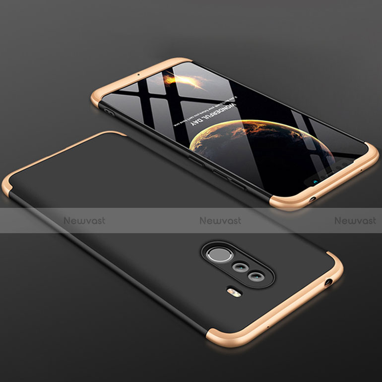 Hard Rigid Plastic Matte Finish Front and Back Cover Case 360 Degrees for Xiaomi Pocophone F1 Gold and Black