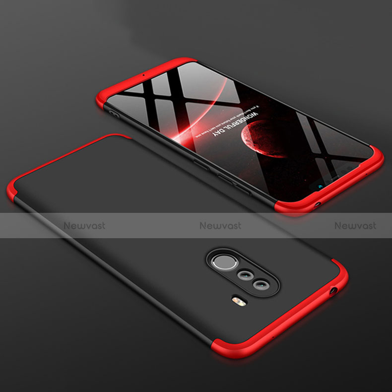 Hard Rigid Plastic Matte Finish Front and Back Cover Case 360 Degrees for Xiaomi Pocophone F1 Red and Black