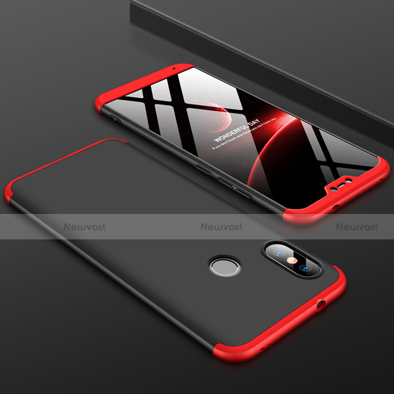 Hard Rigid Plastic Matte Finish Front and Back Cover Case 360 Degrees for Xiaomi Redmi 6 Pro Red and Black