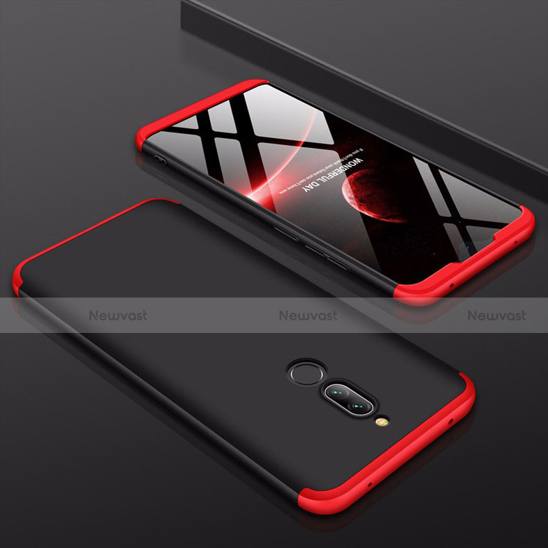 Hard Rigid Plastic Matte Finish Front and Back Cover Case 360 Degrees for Xiaomi Redmi 8 Red and Black
