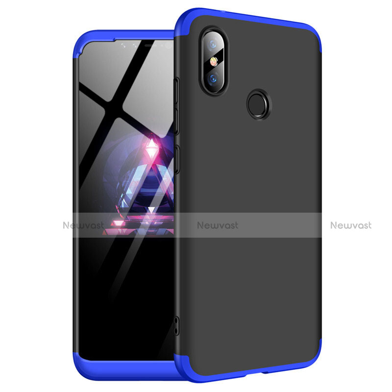 Hard Rigid Plastic Matte Finish Front and Back Cover Case 360 Degrees for Xiaomi Redmi Note 6 Pro Blue and Black