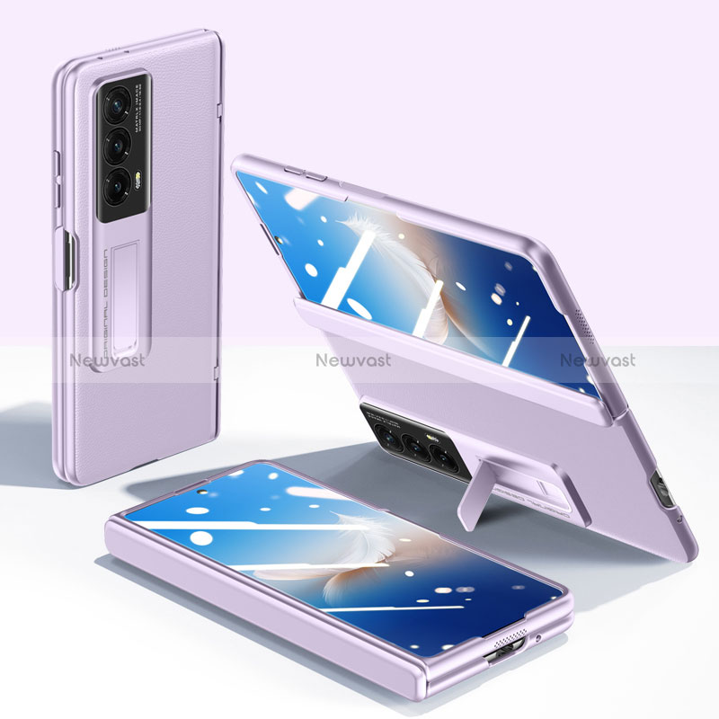 Hard Rigid Plastic Matte Finish Front and Back Cover Case 360 Degrees GK3 for Huawei Honor Magic Vs2 5G Purple