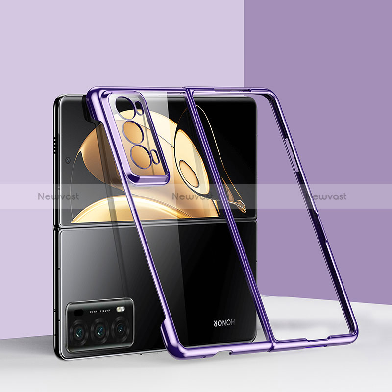 Hard Rigid Plastic Matte Finish Front and Back Cover Case 360 Degrees GK6 for Huawei Honor Magic V2 5G Purple