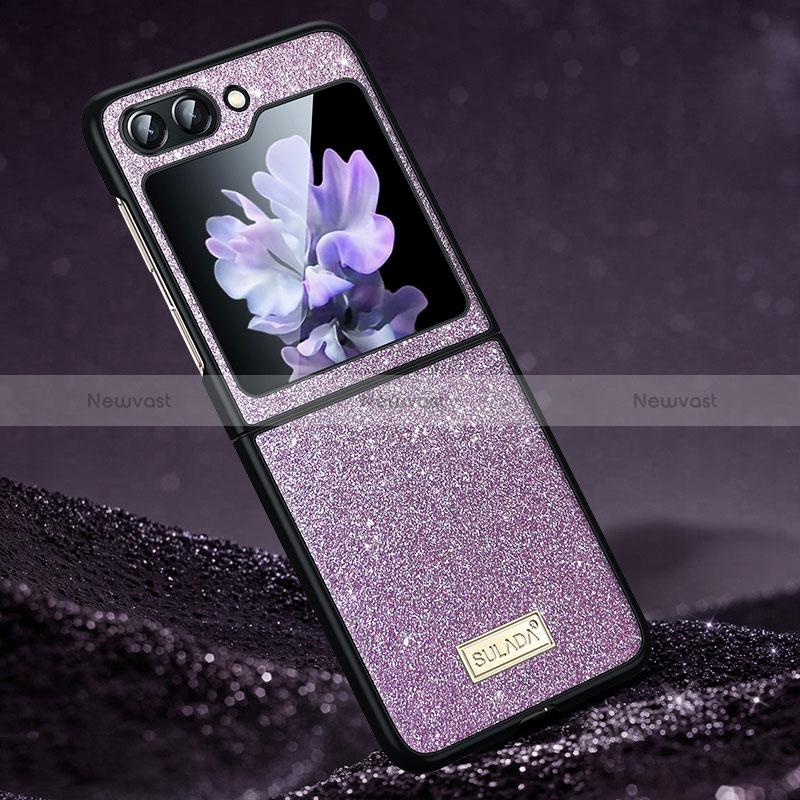 Hard Rigid Plastic Matte Finish Front and Back Cover Case 360 Degrees LD1 for Samsung Galaxy Z Flip5 5G Purple