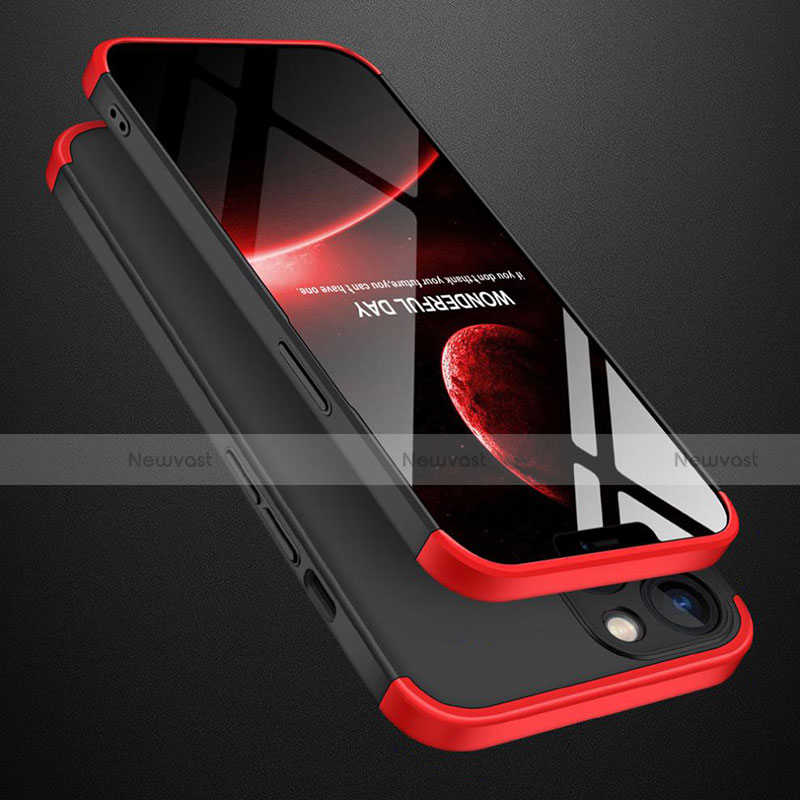 Hard Rigid Plastic Matte Finish Front and Back Cover Case 360 Degrees M01 for Apple iPhone 13 Mini Red and Black