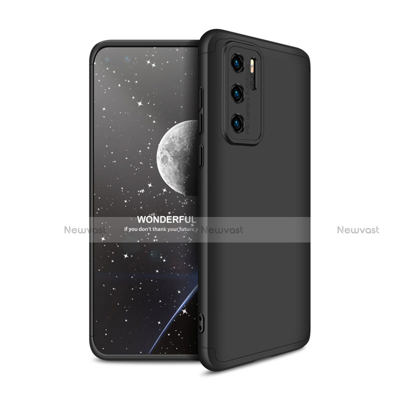 Hard Rigid Plastic Matte Finish Front and Back Cover Case 360 Degrees M01 for Huawei P40 Black