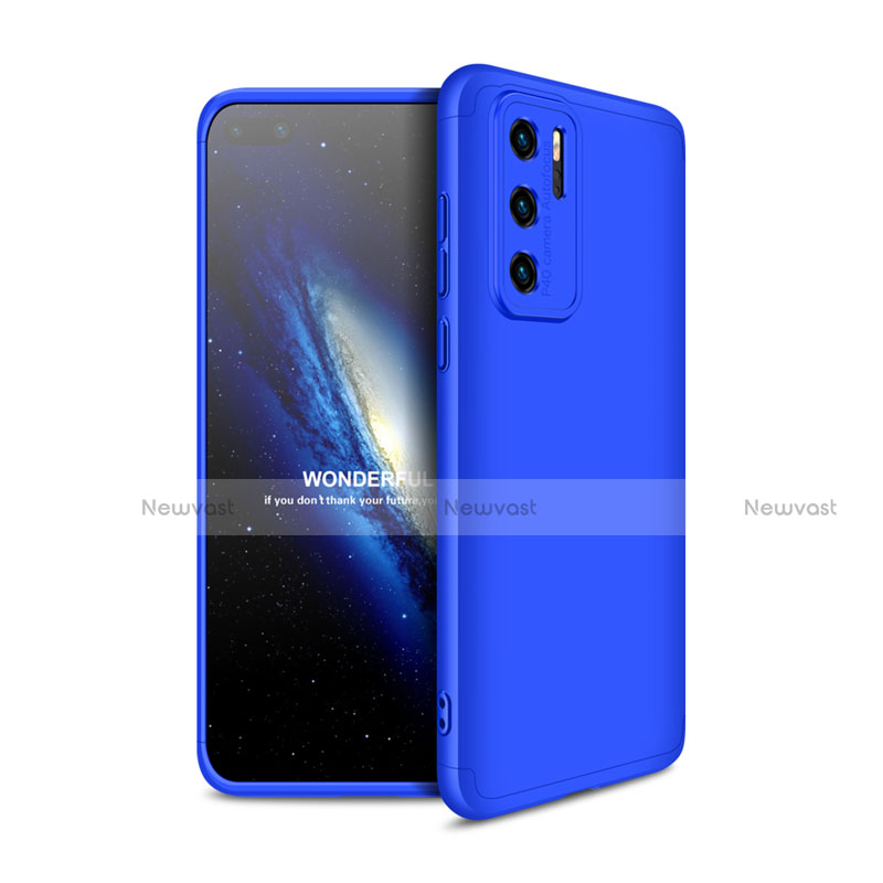 Hard Rigid Plastic Matte Finish Front and Back Cover Case 360 Degrees M01 for Huawei P40 Blue