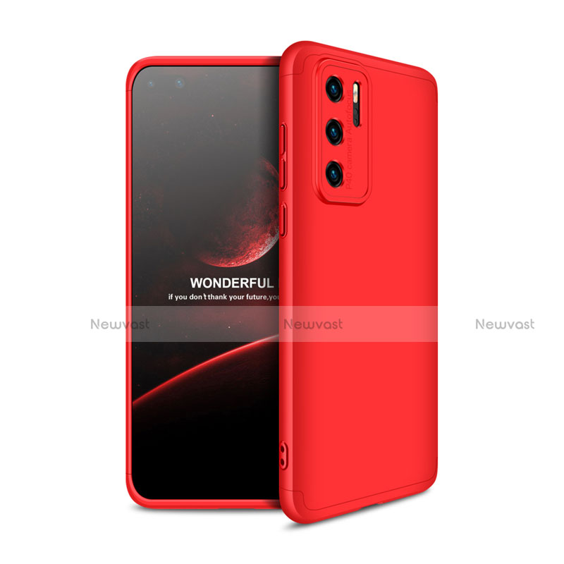 Hard Rigid Plastic Matte Finish Front and Back Cover Case 360 Degrees M01 for Huawei P40 Red