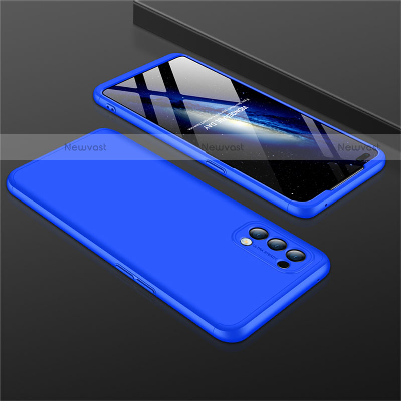 Hard Rigid Plastic Matte Finish Front and Back Cover Case 360 Degrees M01 for Oppo Reno4 4G Blue