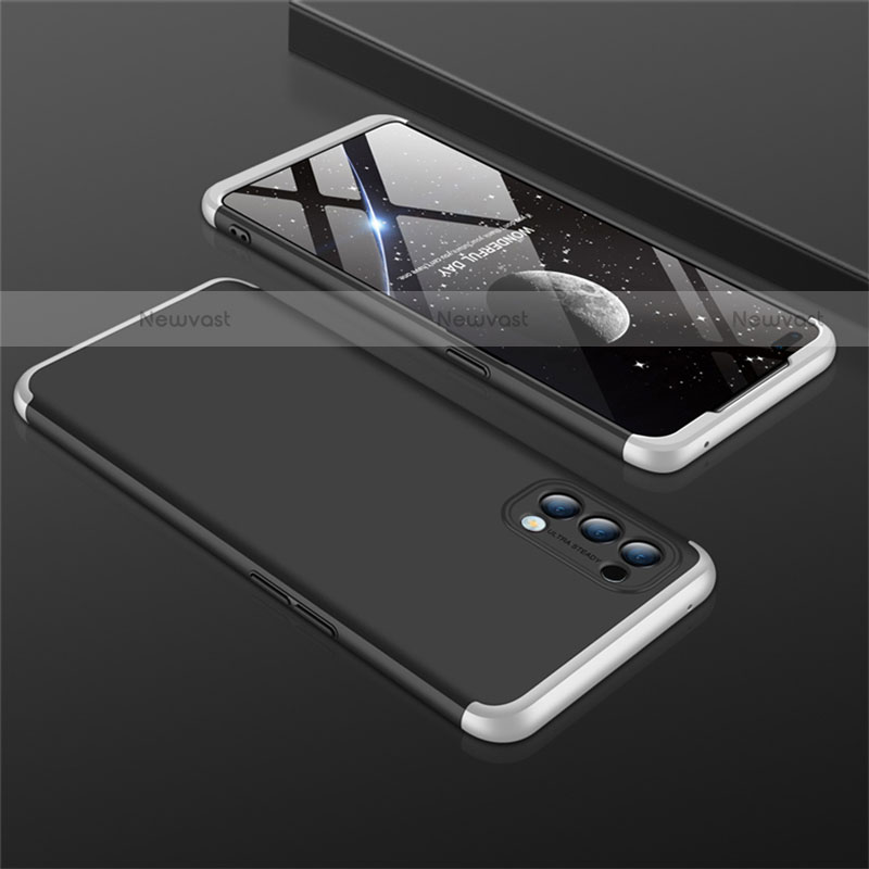 Hard Rigid Plastic Matte Finish Front and Back Cover Case 360 Degrees M01 for Oppo Reno4 4G Silver and Black