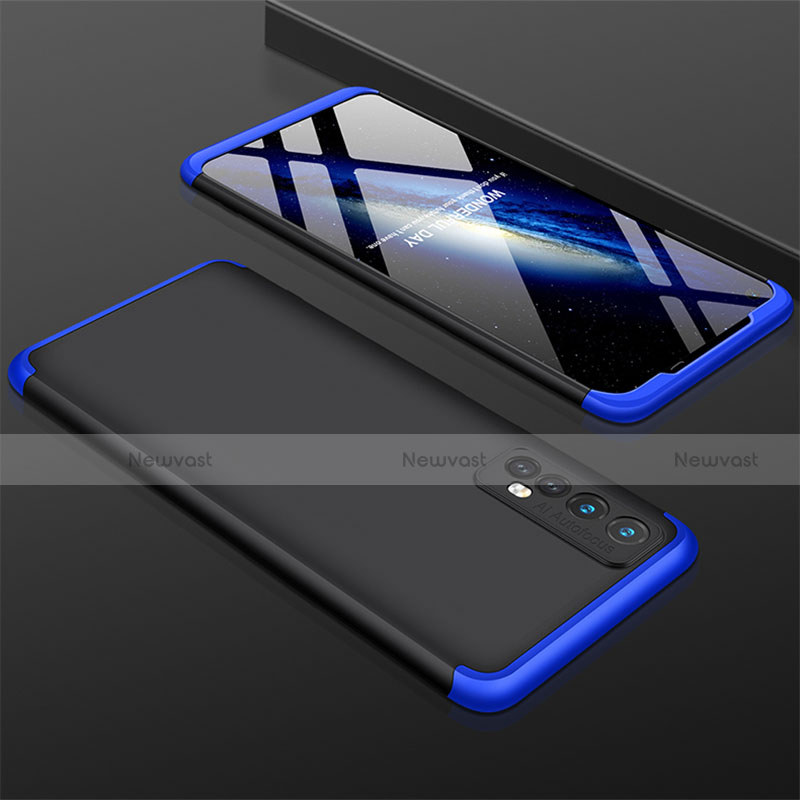 Hard Rigid Plastic Matte Finish Front and Back Cover Case 360 Degrees M01 for Realme 7 Blue and Black