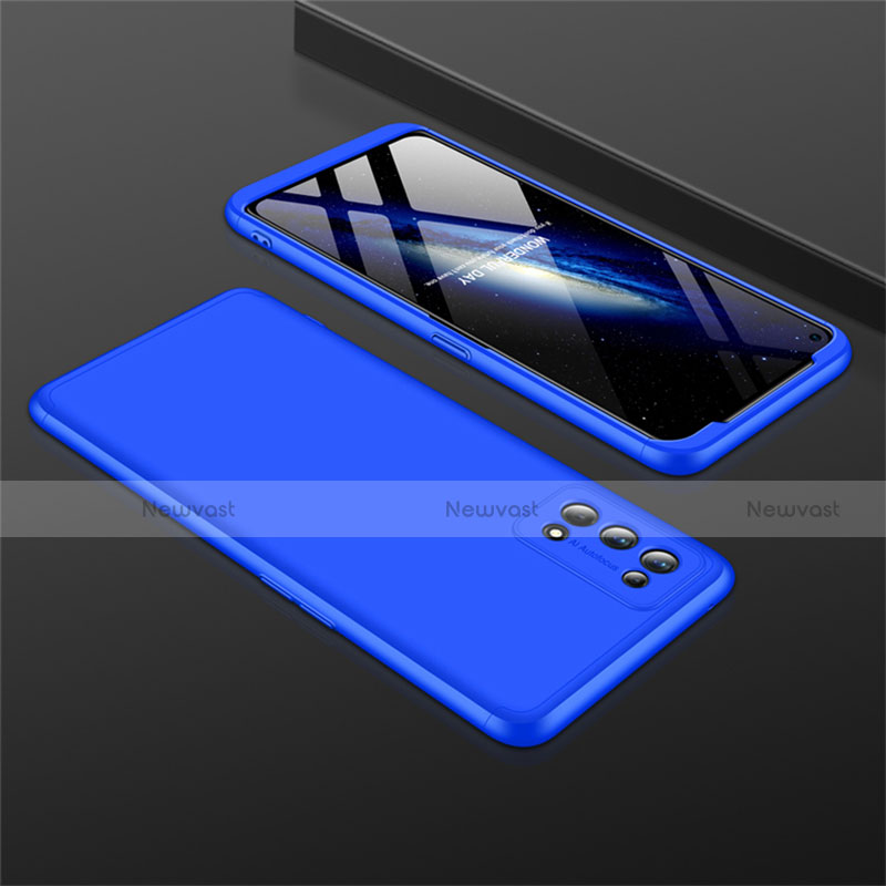 Hard Rigid Plastic Matte Finish Front and Back Cover Case 360 Degrees M01 for Realme 7 Pro Blue