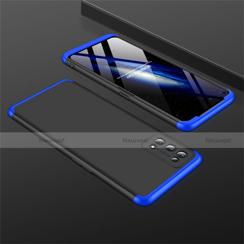 Hard Rigid Plastic Matte Finish Front and Back Cover Case 360 Degrees M01 for Realme 7 Pro Blue and Black