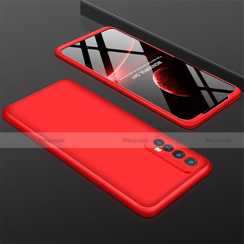 Hard Rigid Plastic Matte Finish Front and Back Cover Case 360 Degrees M01 for Realme 7 Red