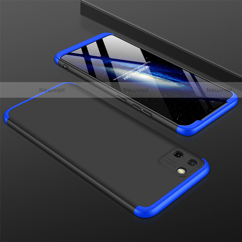 Hard Rigid Plastic Matte Finish Front and Back Cover Case 360 Degrees M01 for Realme C11 Blue and Black