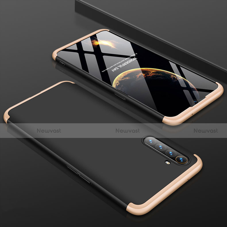 Hard Rigid Plastic Matte Finish Front and Back Cover Case 360 Degrees M01 for Realme X2 Gold and Black
