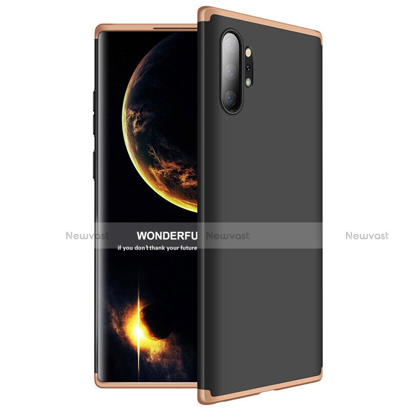 Hard Rigid Plastic Matte Finish Front and Back Cover Case 360 Degrees M01 for Samsung Galaxy Note 10 Plus Gold and Black