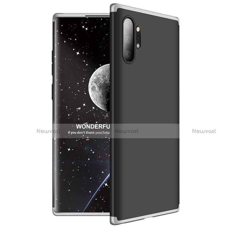 Hard Rigid Plastic Matte Finish Front and Back Cover Case 360 Degrees M01 for Samsung Galaxy Note 10 Plus Silver and Black