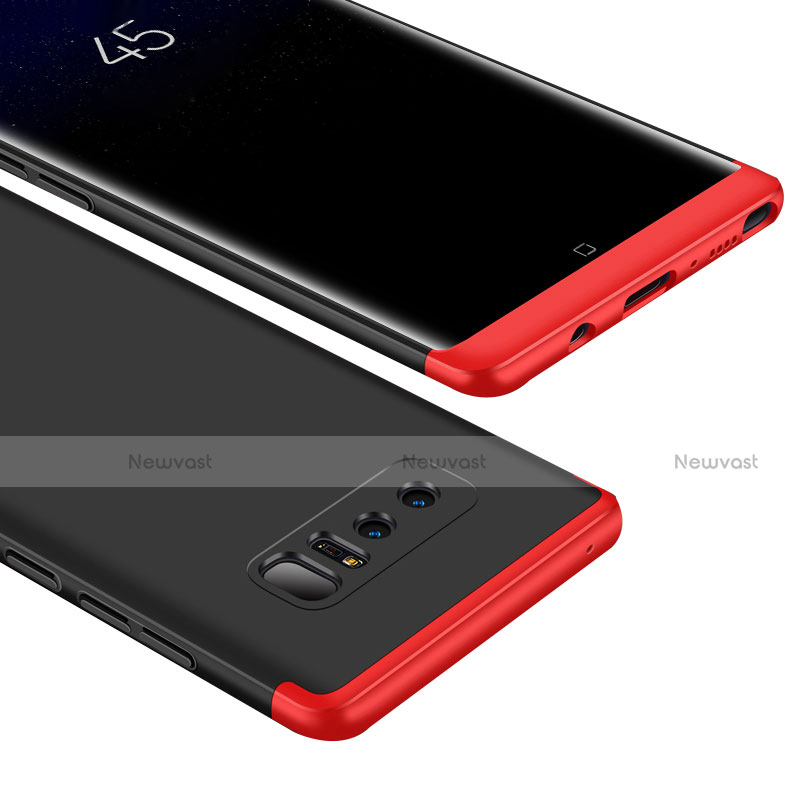 Hard Rigid Plastic Matte Finish Front and Back Cover Case 360 Degrees M01 for Samsung Galaxy Note 8 Red and Black