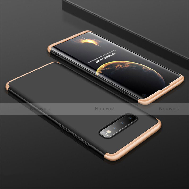 Hard Rigid Plastic Matte Finish Front and Back Cover Case 360 Degrees M01 for Samsung Galaxy S10 5G Gold and Black