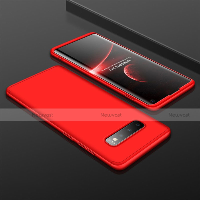 Hard Rigid Plastic Matte Finish Front and Back Cover Case 360 Degrees M01 for Samsung Galaxy S10 Red