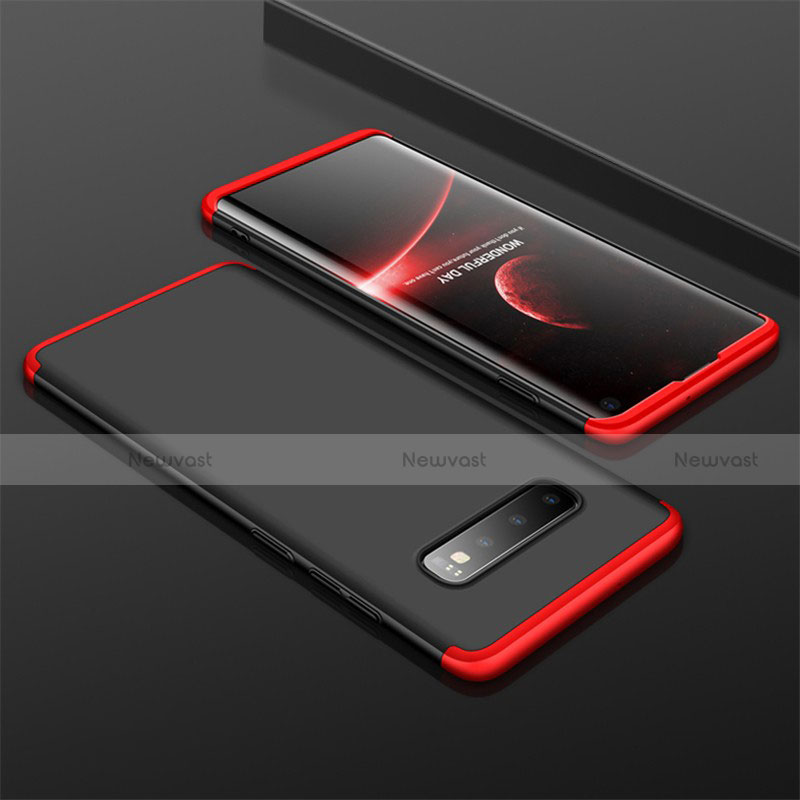 Hard Rigid Plastic Matte Finish Front and Back Cover Case 360 Degrees M01 for Samsung Galaxy S10 Red and Black