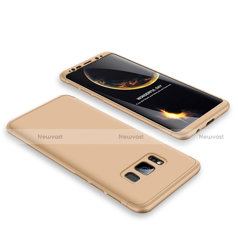 Hard Rigid Plastic Matte Finish Front and Back Cover Case 360 Degrees M01 for Samsung Galaxy S8 Gold