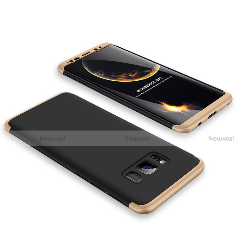 Hard Rigid Plastic Matte Finish Front and Back Cover Case 360 Degrees M01 for Samsung Galaxy S8 Gold and Black