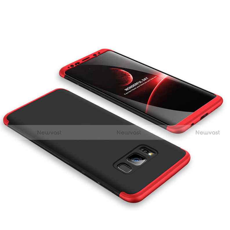 Hard Rigid Plastic Matte Finish Front and Back Cover Case 360 Degrees M01 for Samsung Galaxy S8 Red and Black