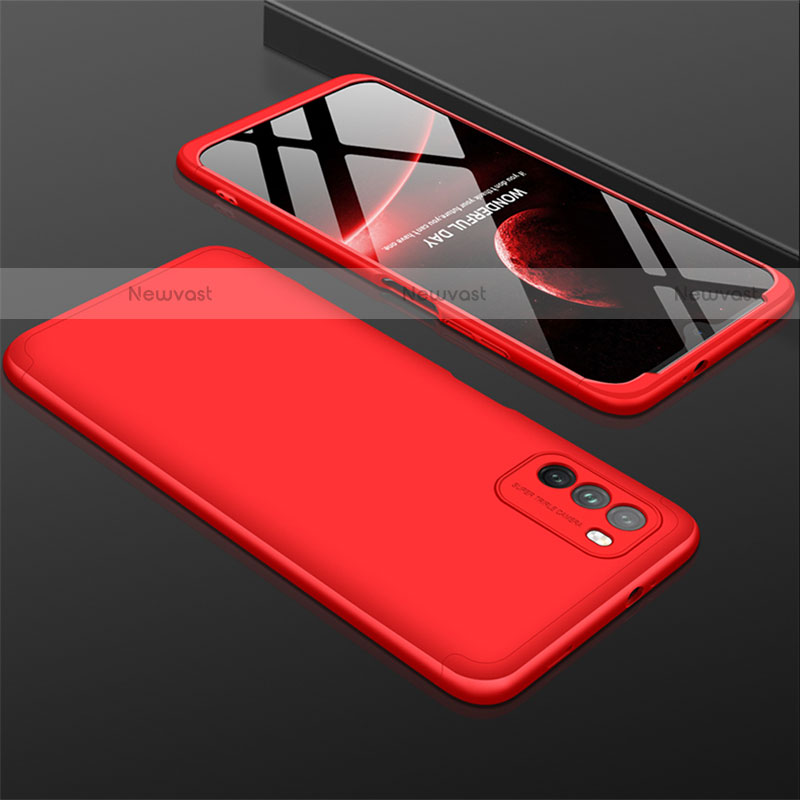 Hard Rigid Plastic Matte Finish Front and Back Cover Case 360 Degrees M01 for Xiaomi Poco M3 Red