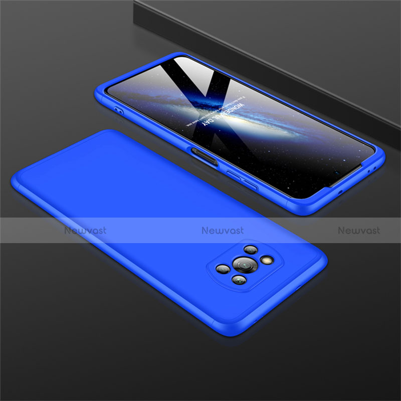 Hard Rigid Plastic Matte Finish Front and Back Cover Case 360 Degrees M01 for Xiaomi Poco X3 Blue