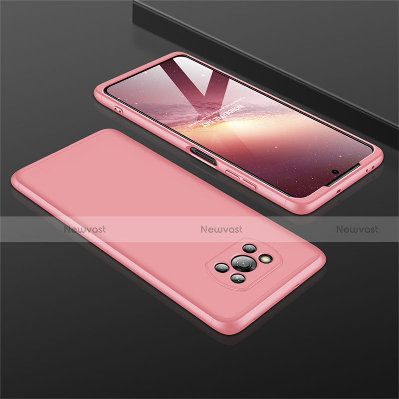 Hard Rigid Plastic Matte Finish Front and Back Cover Case 360 Degrees M01 for Xiaomi Poco X3 Pro Rose Gold