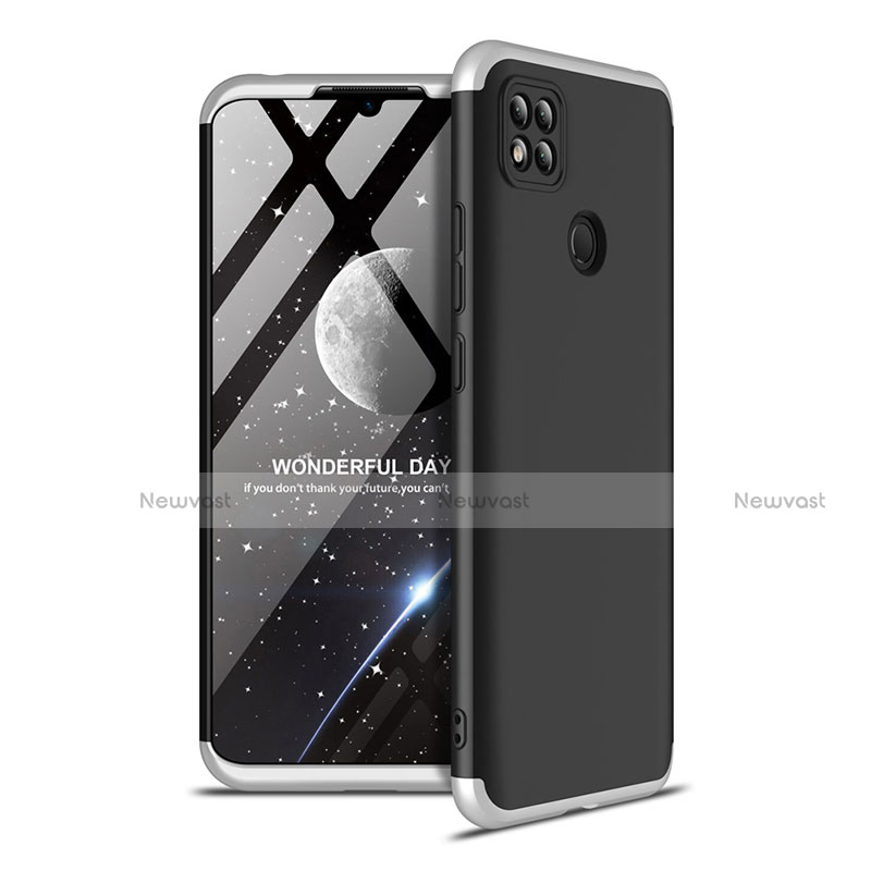 Hard Rigid Plastic Matte Finish Front and Back Cover Case 360 Degrees M01 for Xiaomi Redmi 9 India Silver and Black