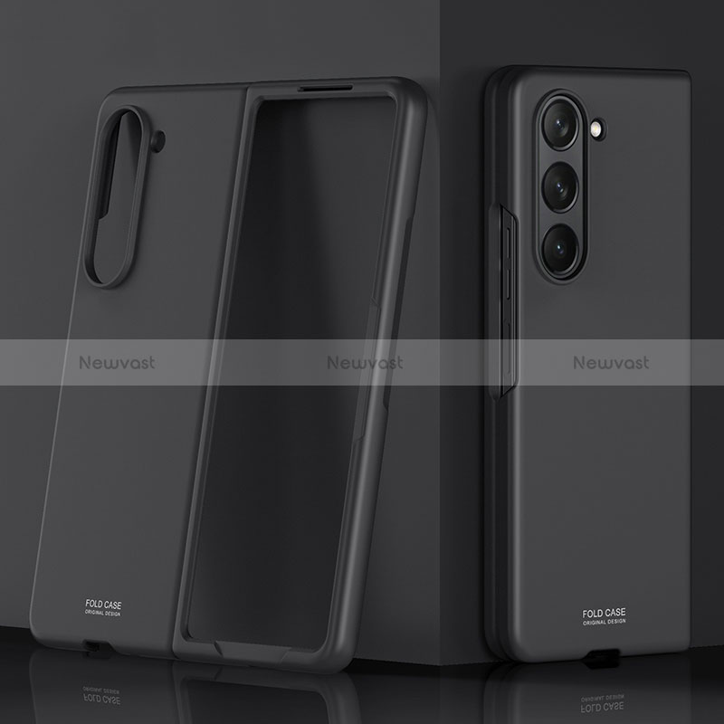 Hard Rigid Plastic Matte Finish Front and Back Cover Case 360 Degrees MK1 for Samsung Galaxy Z Fold5 5G Black