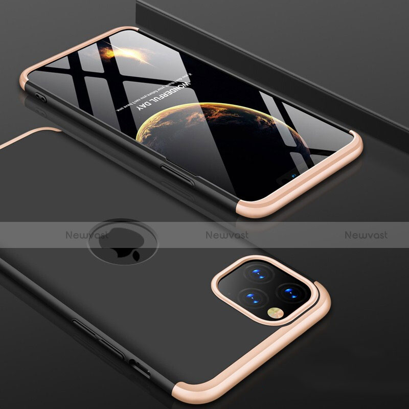 Hard Rigid Plastic Matte Finish Front and Back Cover Case 360 Degrees P01 for Apple iPhone 11 Pro Max Gold and Black