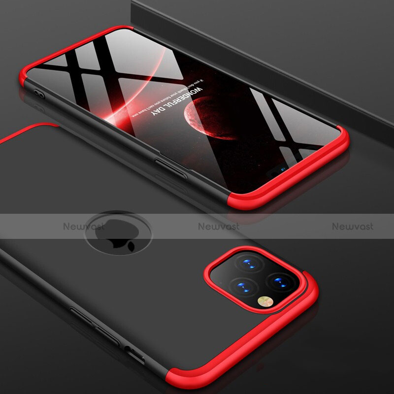 Hard Rigid Plastic Matte Finish Front and Back Cover Case 360 Degrees P01 for Apple iPhone 11 Pro Max Red and Black