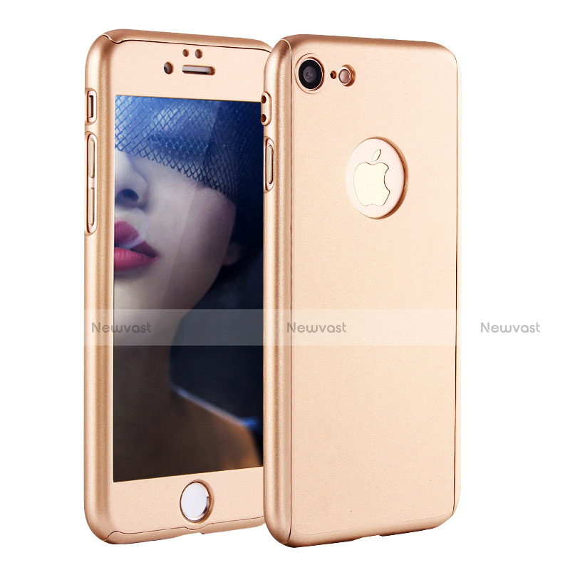 Hard Rigid Plastic Matte Finish Front and Back Cover Case 360 Degrees P01 for Apple iPhone 7 Gold