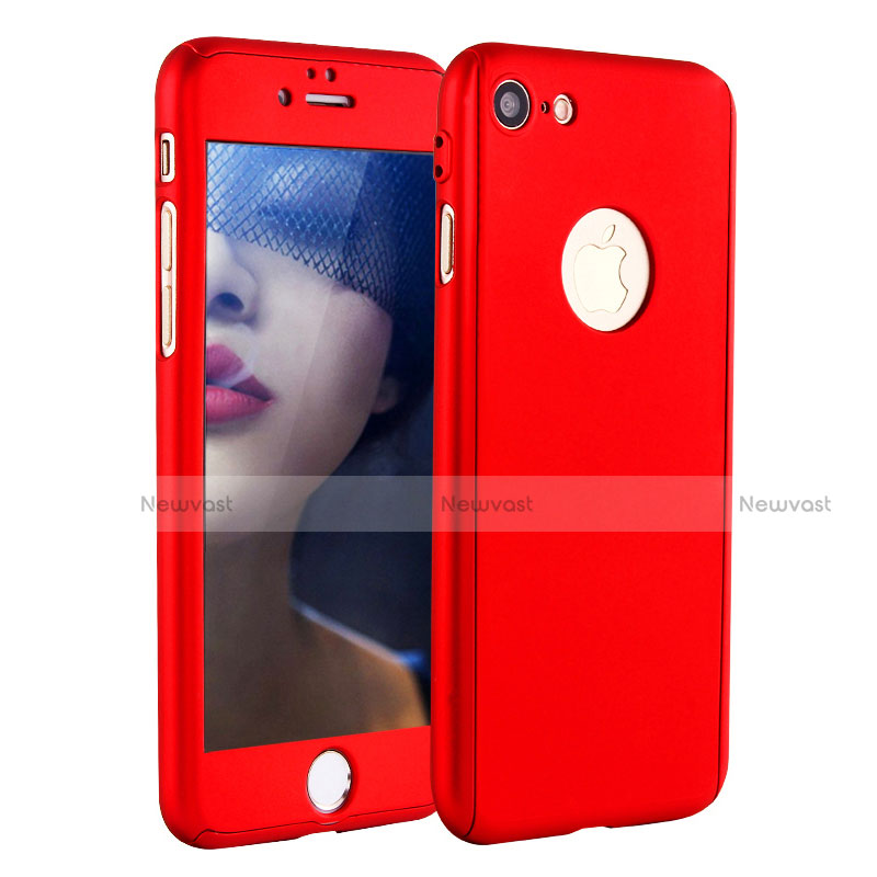 Hard Rigid Plastic Matte Finish Front and Back Cover Case 360 Degrees P01 for Apple iPhone 7 Red