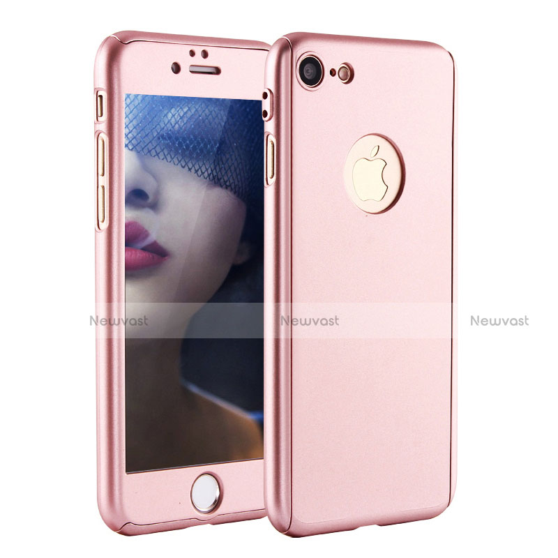 Hard Rigid Plastic Matte Finish Front and Back Cover Case 360 Degrees P01 for Apple iPhone 7 Rose Gold