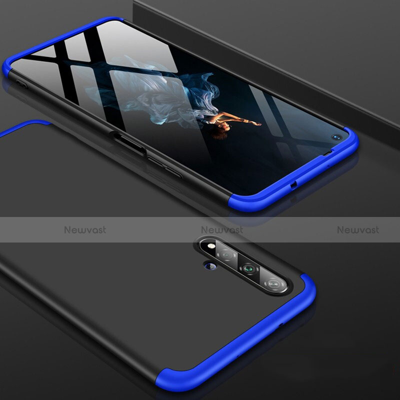 Hard Rigid Plastic Matte Finish Front and Back Cover Case 360 Degrees P01 for Huawei Honor 20S Blue and Black