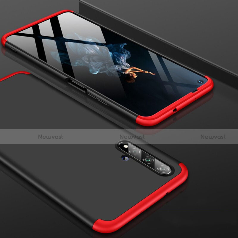 Hard Rigid Plastic Matte Finish Front and Back Cover Case 360 Degrees P01 for Huawei Honor 20S Red and Black